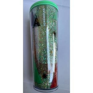 STARBUCKS Holiday Tumbler 2020 Glitter Christmas Tree Cup Mint Cold Green 24oz